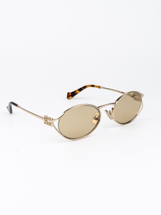 Miu Miu Women Sunglasses LOGO Pale Gold Yellow Oval MU52YS ZVN10R NEW AUTHENTIC main image 8